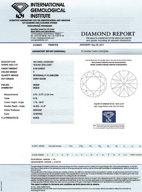 Foto 9 - Diamant 0,19 Brillant IGI Lupenrein Top Wesselton Plus, D6226