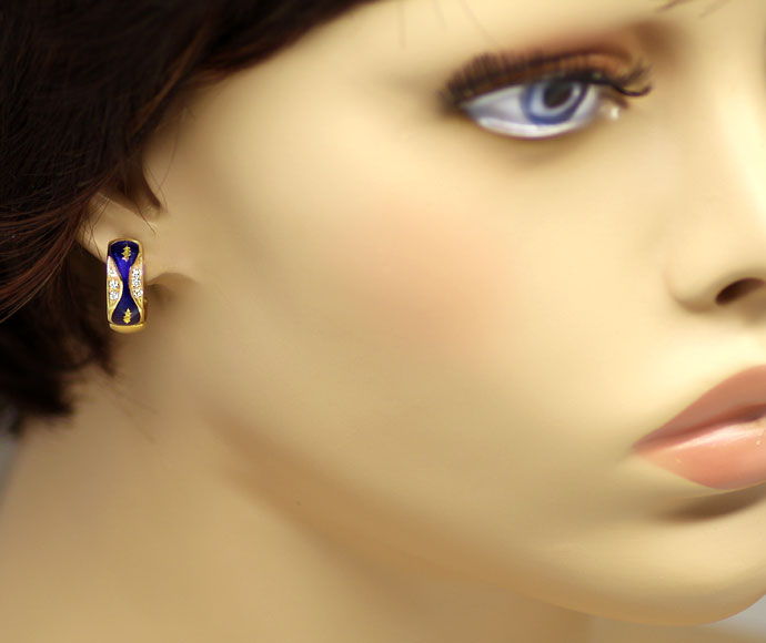 Foto 5 - Faberge Ohrringe mit royalblauem Emaille und Brillanten, R2267