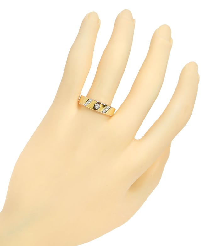 Foto 4 - Diamanten-Bandring eckig mit Brillanten in Gold Bicolor, S1618