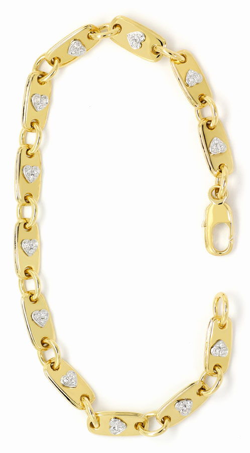 Foto 3 - Massives Plättchen Armband mit Diamant-Weißgold Herzen, S9060