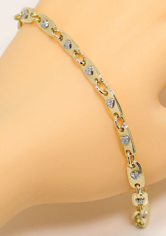 Foto 5 - Massives Plättchen Armband mit Diamant-Weißgold Herzen, S9060