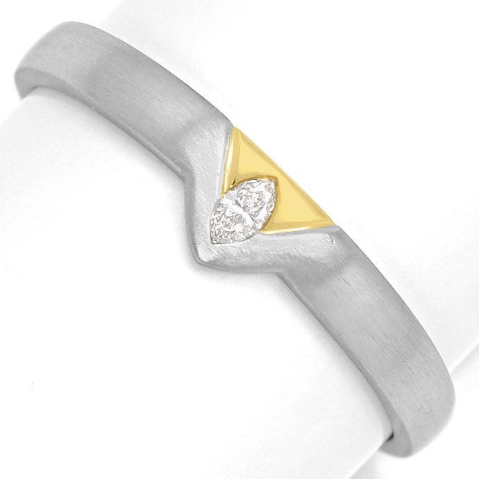 Foto 2 - Toller Platin Gelbgold-Ring mit 0,05 ct Diamant Navette, S9069